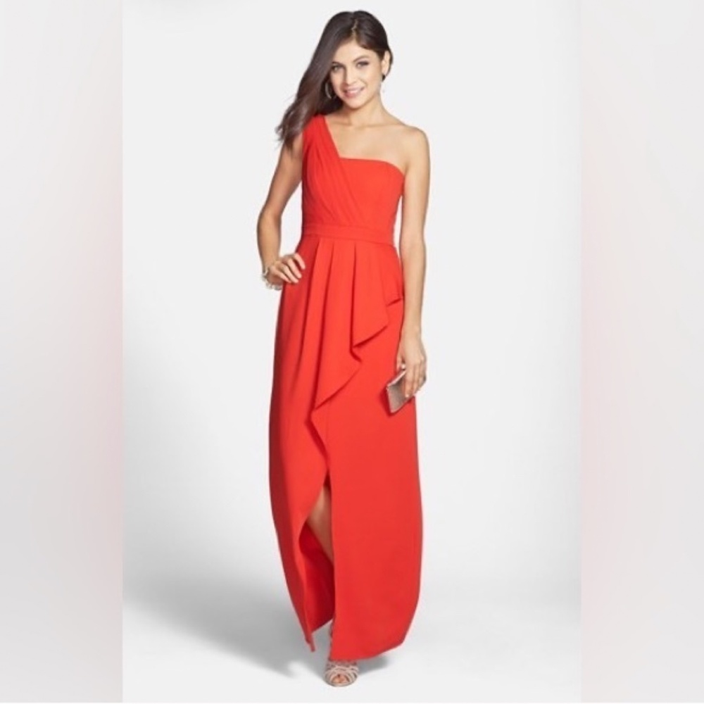Red/Orange BCBG One Shoulder Formal Gown
